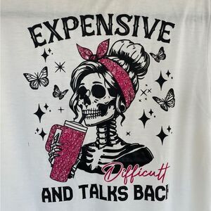 Expensive Difficult Talks Back Skeleton Graphic Tee Women’s M NEW Goth